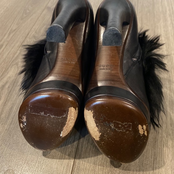Rare! Authentic Gucci BLACK Leather/Alpaca Fur Platform Ankle Boot (Size 37) - Picture 6 of 6